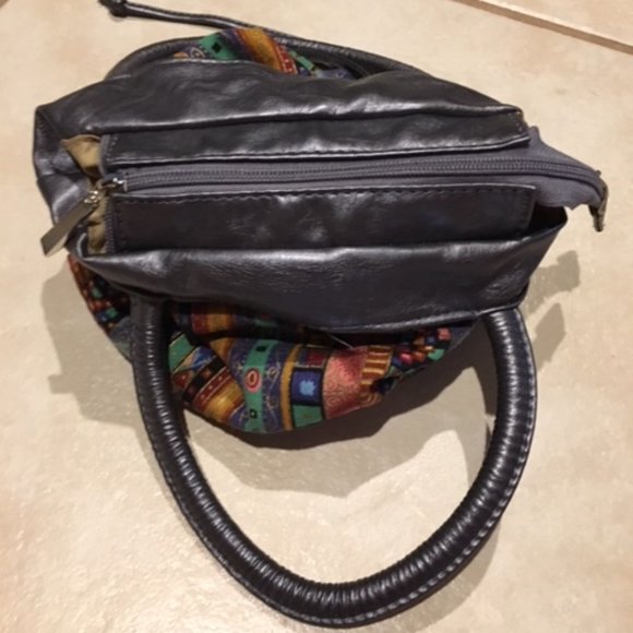 Drawstring Bucket Boho Mini Handbag Purse Silver Gray Multi Colors Striped - Picture 11 of 15